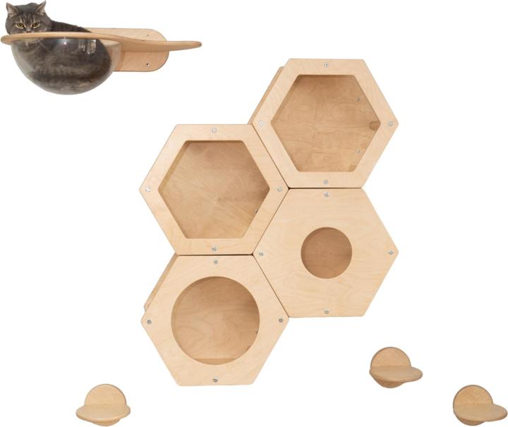 Image du produit Wowhelperco Aire de jeux murale pour chats 8 pièces (Nature)