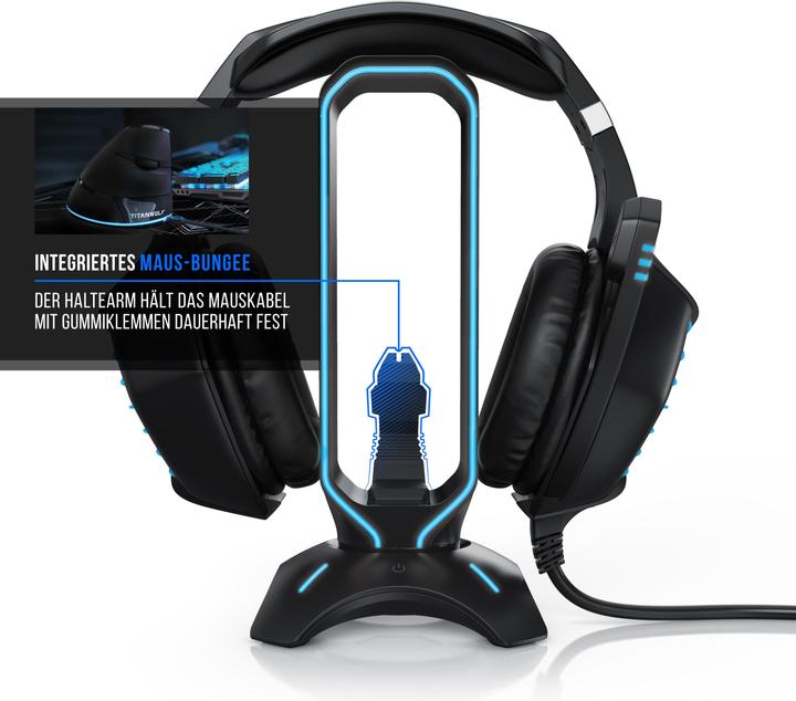 Immagine prodotto Titanwolf Supporto per cuffie RGB LED con hub USB