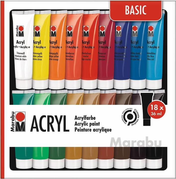 Marabu Acrylfarbe (Mehrfarbig, 36 ml)