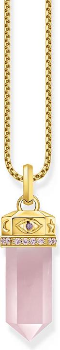Actual product image Thomas Sabo Chain pendant with gold-plated rose quartz crystal (925 silver, 750 yellow gold gilding)