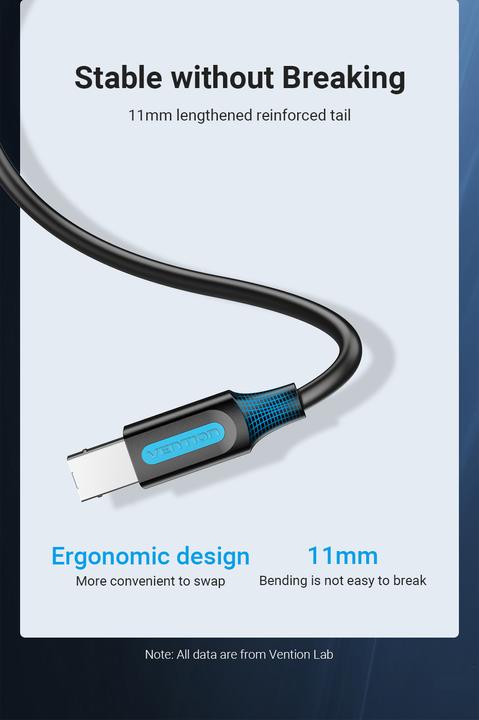 Produktbild Vention Cable USB 2.0 A to B COQBG 1.5m (black) (1.50 m, USB 2.0)