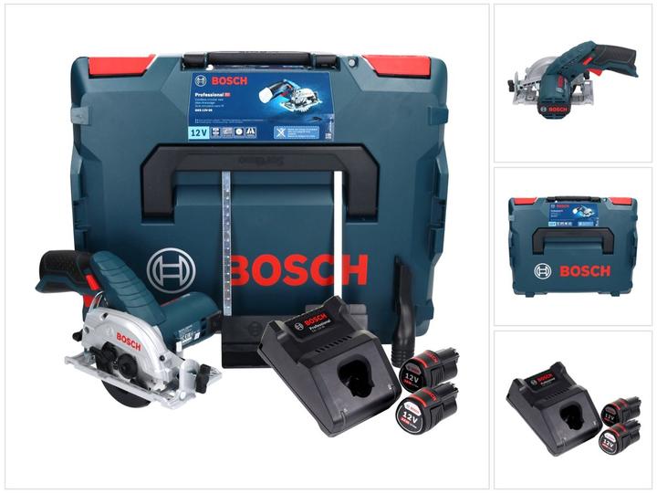 Actual product image Bosch Professional GKS 12V-26 Cordless Circular Saw 85 mm + 2x Batteries GBA 3.0 Ah + 1x Charger GAL