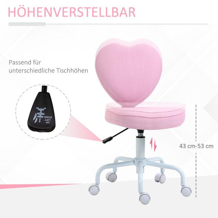 Immagine prodotto Swisshandel24 Sedia direzionale per computer a forma di cuore in tessuto di lino rosa