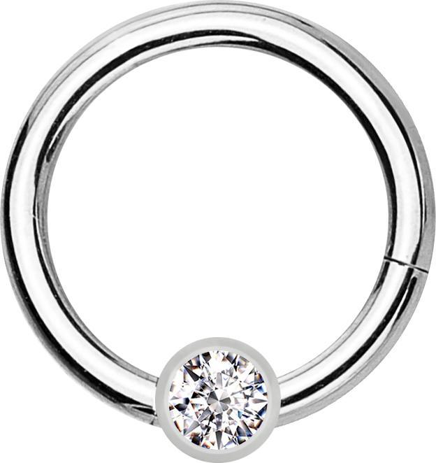 Immagine prodotto Star Piercing Anello a micro segmenti con cerniera in argento e cristallo a sfera in argento (senza ottone, Acciaio chirurgico 316L)