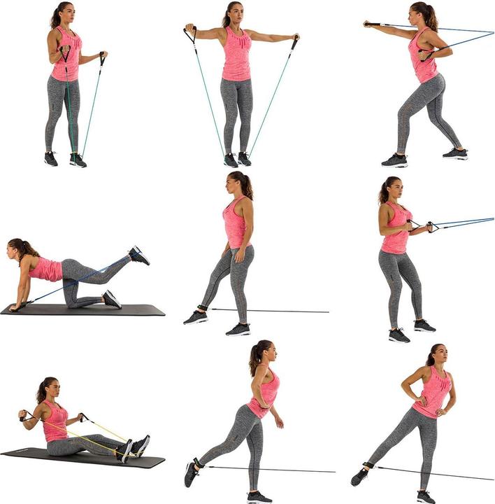 Produktbild Tunturi Multifunktionales Widerstandsbänder Set - Resistance Band Set (1.20 m, Extra Leicht, Leicht, Mittel, Stark, Extra Stark)