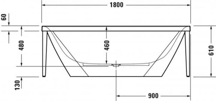 Actual product image Duravit Freestanding tub XVIU 180x80 metal frame black matt white (241 l, 180 cm, 80 cm)