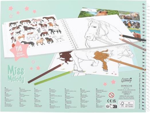 Actual product image Magni DEPESCHE Miss Melody colouring book horse dreams with stickers