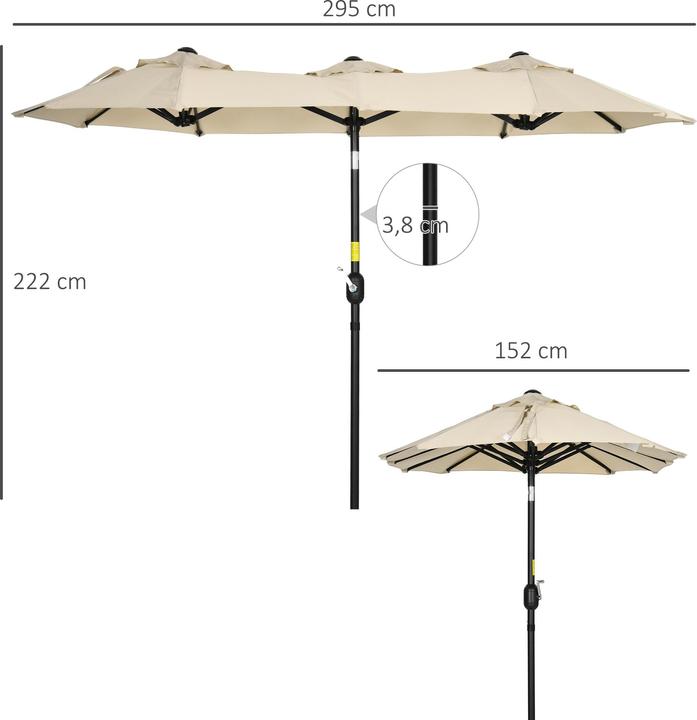 Image du produit Outsunny Parasol double face avec toit anti-vent (1.47 m)