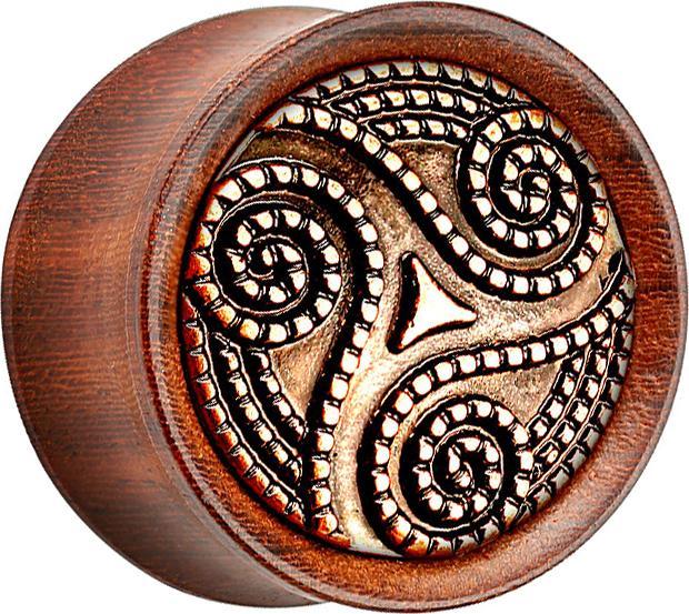 Immagine prodotto Star Piercing Spina svasata in legno di palissandro con puntini a forma di vortice tribale (Organico, Ottone)