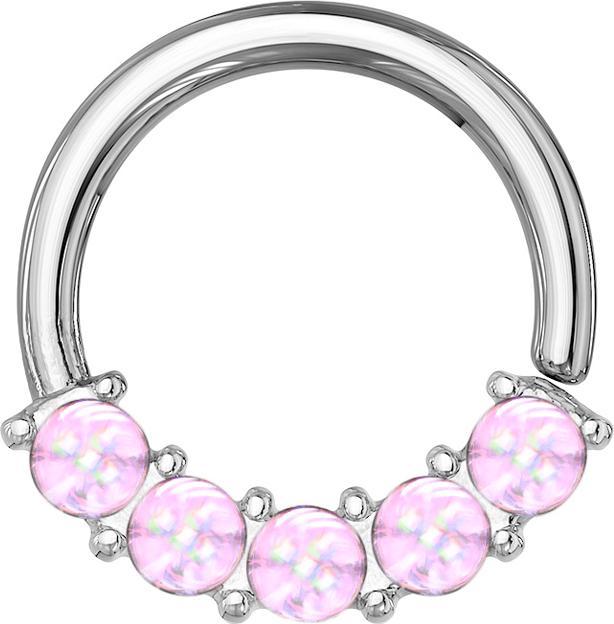 Image du produit Star Piercing Micro piercing anneau argent avant cinq pierres époxy violettes (Acier chirurgical 316L, sans laiton)