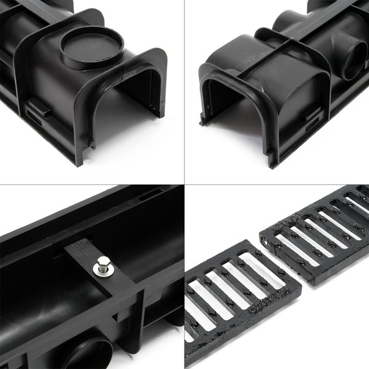 Image du produit Wiltec Caniveau 6x1m Grille recouvrement 12,5t Fonte Drainage Eaux usées Rigole Grille évacuation Garage