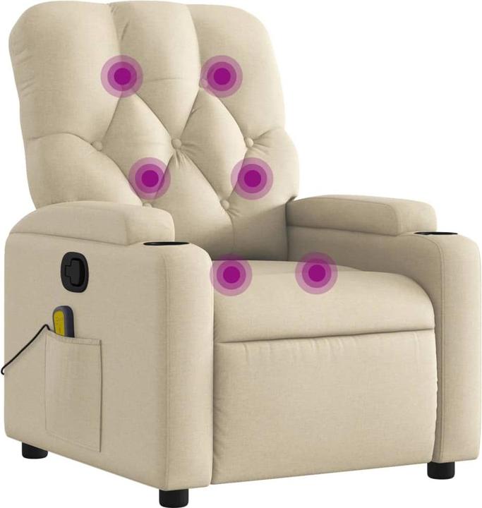 Actual product image VidaXL Massage chair cream fabric,Colour: Cream,Material: Fabric (100