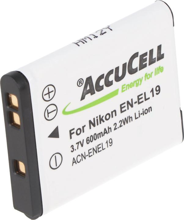 Actual product image AccuCell Battery EN-EL19, COOLPIX S2500, S3100, S4100 (Rechargeable battery)
