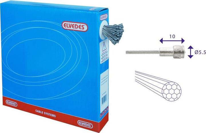 Immagine prodotto Elvedes REM Binnenkabel 2000mm acciaio inox Ã¸1,5mm V-nipple (100 pezzi) (Pinza freno)