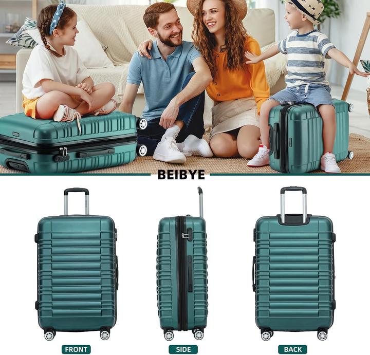 Produktbild Beibye 3-teiliges Hartschalenkofferset mit Zwillingsrollen (Handgepäck (bis 50l), M (50 - 90l), XL (ab 115l))