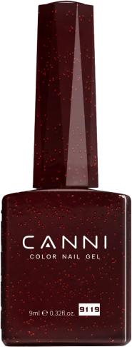 Actual product image Canni Gel lacquer 9119 UV/LED (Wine red glitter, UV gel varnish)