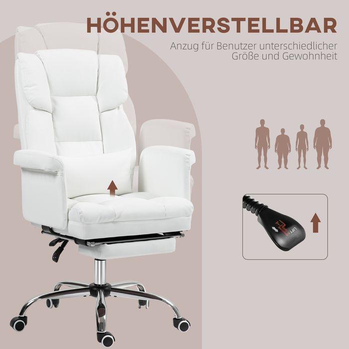 Actual product image Swisshandel24 Bürostuhl, Ergonomisch Schreibtischstuhl mit Liegefunktion, Lendenkissen, Weiss