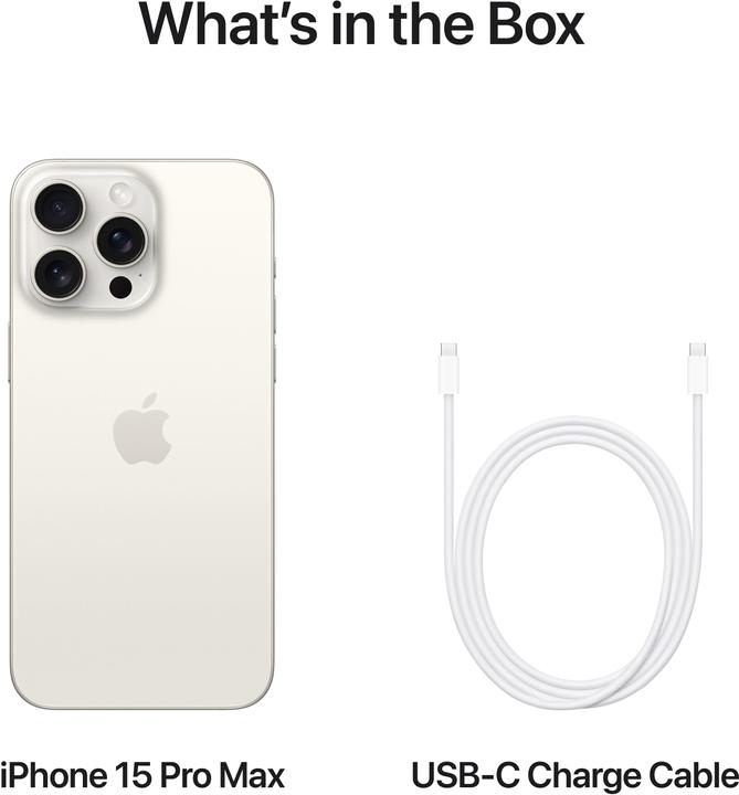 Image du produit Apple iPhone 15 Pro Max (1000 Go, Titane blanc, 6.70", SIM + eSIM, 48 Mpx, 5G)