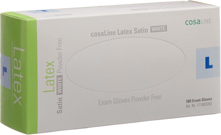 Actual product image CosaLine Examination Gloves Latex Satin white powderfree (L)