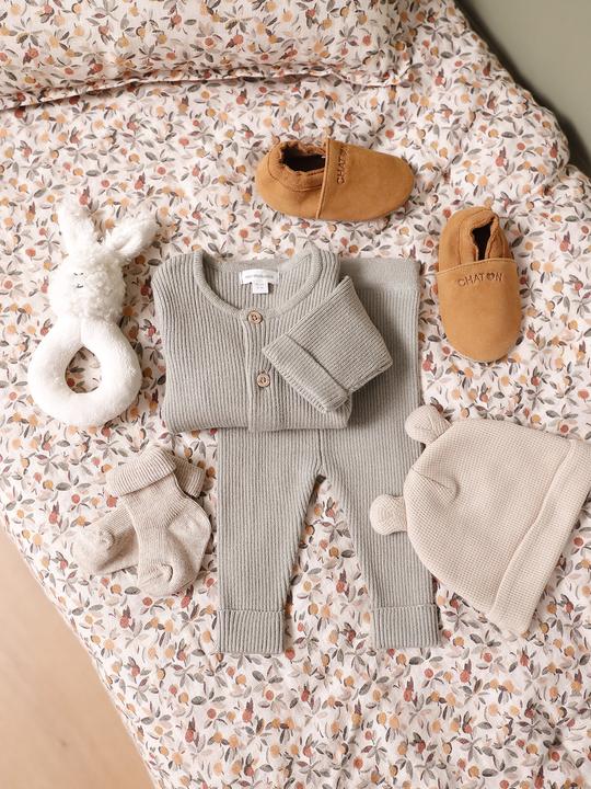 Produktbild Vertbaudet Bio-Kollektion: Baby-Set aus Langarmbody, Leggings & Halstuch (80)