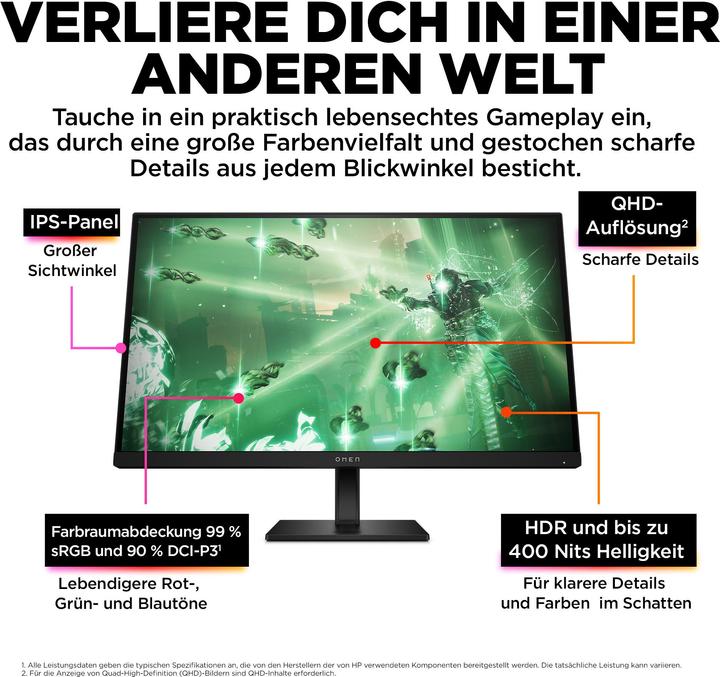 Actual product image HP Omen 27q (2560 x 1440 pixels, 27")