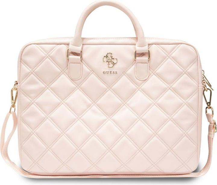 Actual product image Guess PU Grained 4G Metal Logo Computer Bag 15/16 - pink (16")