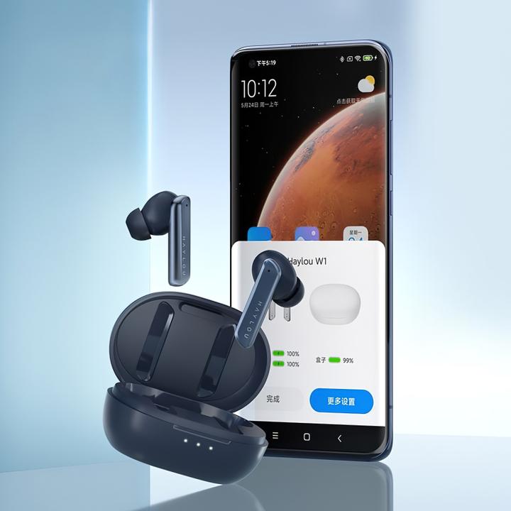 Actual product image Haylou Słuchawki TWS W1 ANC (niebieskie) (ANC, 6.50 h, Cable)