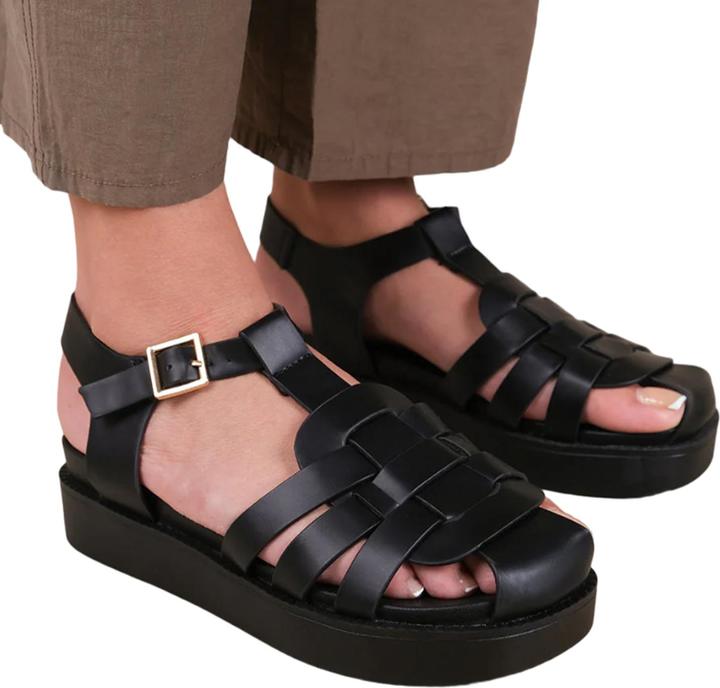 Actual product image Where's That From Womens/Ladies Louisiana Faux Leather Multi Strap Wide Sandals (41)