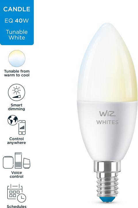 Actual product image WiZ smart bulb (E14, 4.80 W, 470 lm, 1 x, E)