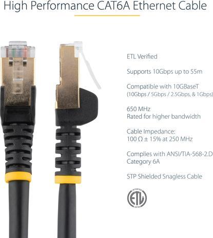 Actual product image StarTech .com 6ASPAT7MBK patch cable CAT6a (7 m, black, RJ45 snagless connector, CAT6a-STP cable, copper (S/UTP, CAT6a, 7 m)