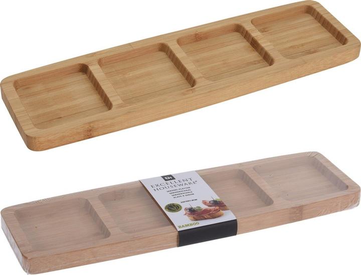 Actual product image Excellent Houseware Serving Platter Bamboo 4 Compartments