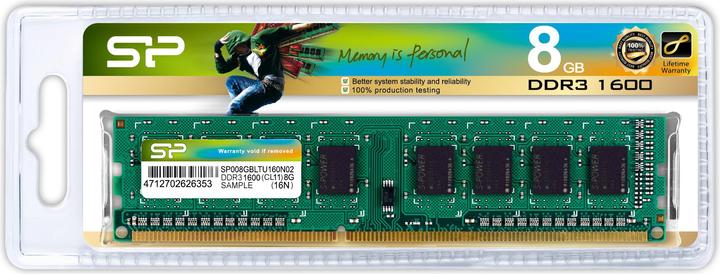 Actual product image Silicon Power SP008GBLTU160N02 (1 x 8GB, 1600 MHz, DDR3-RAM, DIMM)