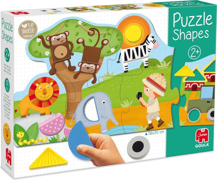 Actual product image Goula Puzzle Shapes Safari 6 pieces plus 13 geometric shapes, 56x30 cm, from 2 yrs. (6 pieces)