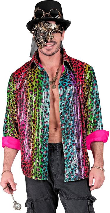 Immagine prodotto Widmann Camicia da uomo in paillettes con stampa leopardata Rainbow (S)
