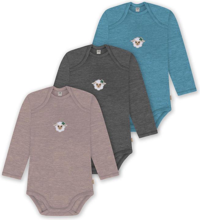 Normani 3er Pack Baby Merino Body Langarm „Auckland" - 9383