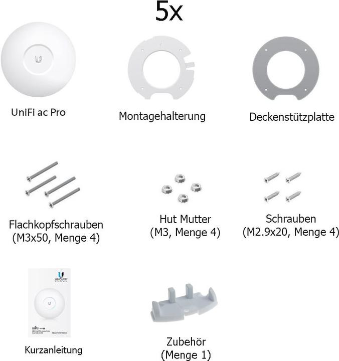 Produktbild Ubiquiti UniFi AP AC-PRO - 5er Set (1300 Mbit/s)