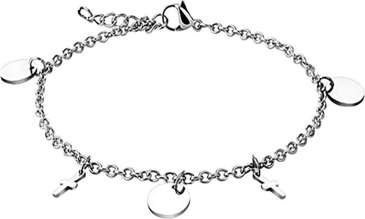 Produktbild Star Piercing Kette silber mit runden Scheiben und Kreuz (Chirurgenstahl 316L)