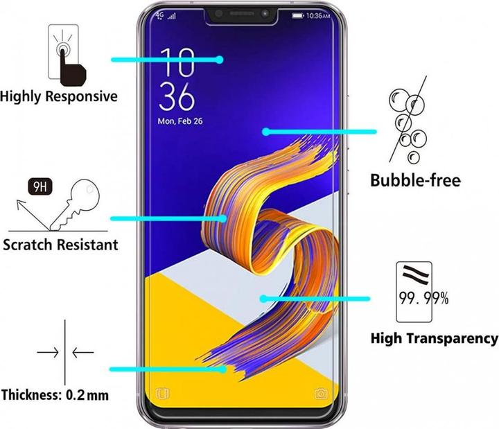 Produktbild Screenguard Asus ZenFone 5 / 5Z Panzerglas Schutzfolie Case Friendly Design (1 Stück, Asus Zenfone 5Z, Asus Zenfone 5 (ZE620KL))
