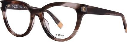 Furla VFU679 06BZ Damenbrille Gestreift Grau Vollrand Cat Eye 51mm