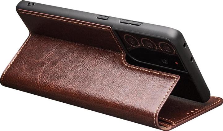 Actual product image QiAlino Fourre Flip cuir véritable (Samsung Galaxy S22 Ultra)