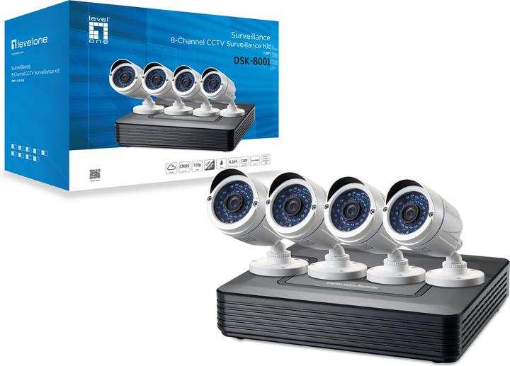 Actual product image LevelOne CCTV 8-channel Fix Out H.265 IR 4xCam ink