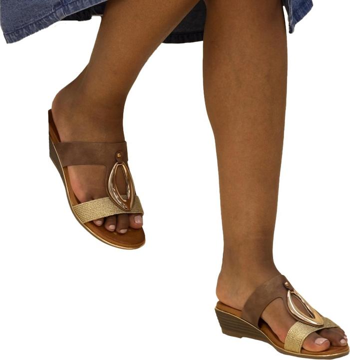 Actual product image Lunar Womens/Ladies Porto Wedge Heel Sandals (40)