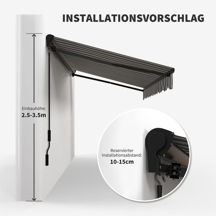 Produktbild Swisshandel24 Balkonmarkise, 350x250x150cm, UV30+ beständig, mit Fernbedienung, Handkurbel, Verstellbare Kassetten (2.50 m)