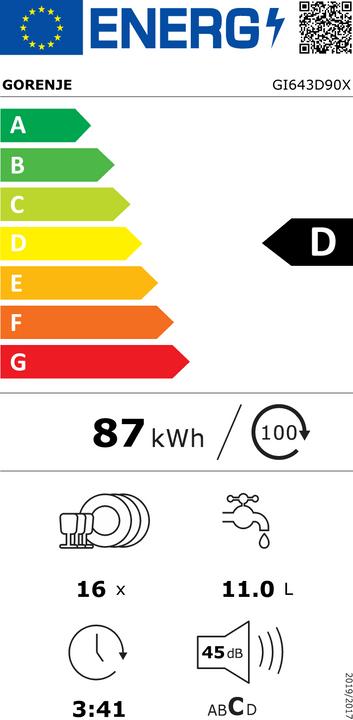 Energie-Label Gorenje GORE Einbau-Geschirrspüler