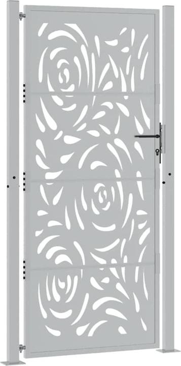 Actual product image VidaXL Garden gate 105x205 cm Weatherproof steel flame design fence gate