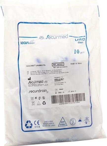 Immagine prodotto Qualimed Sacchetto per urine 2l 90cm con cerniera, 10 pezzi
