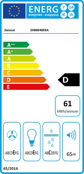 Label énergétique Zanussi ZHB60460XA (Hotte murale)