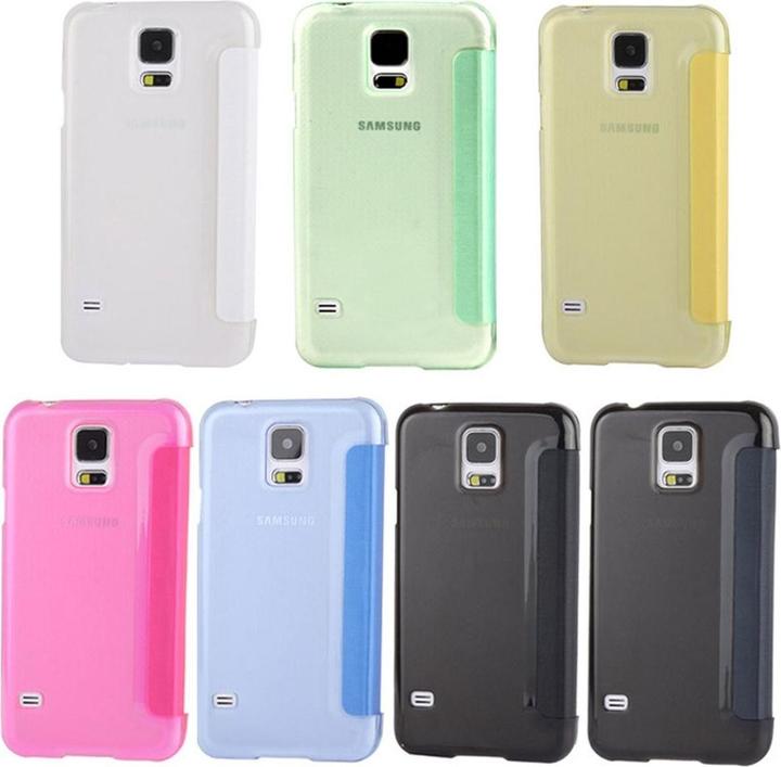Produktbild König Design Handyhülle Tasche Flipcover mit Fenster für Samsung S5 mini / G800 Gelb (Samsung Galaxy S5 Mini)