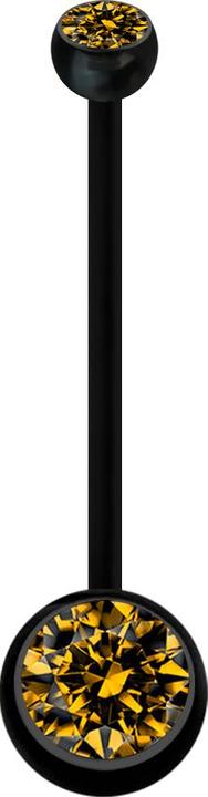 Produktbild Star Piercing Banane Schwangerschaft schwarz mit zwei Kugeln Kristall topaz (ohne Messing, Bioflex)