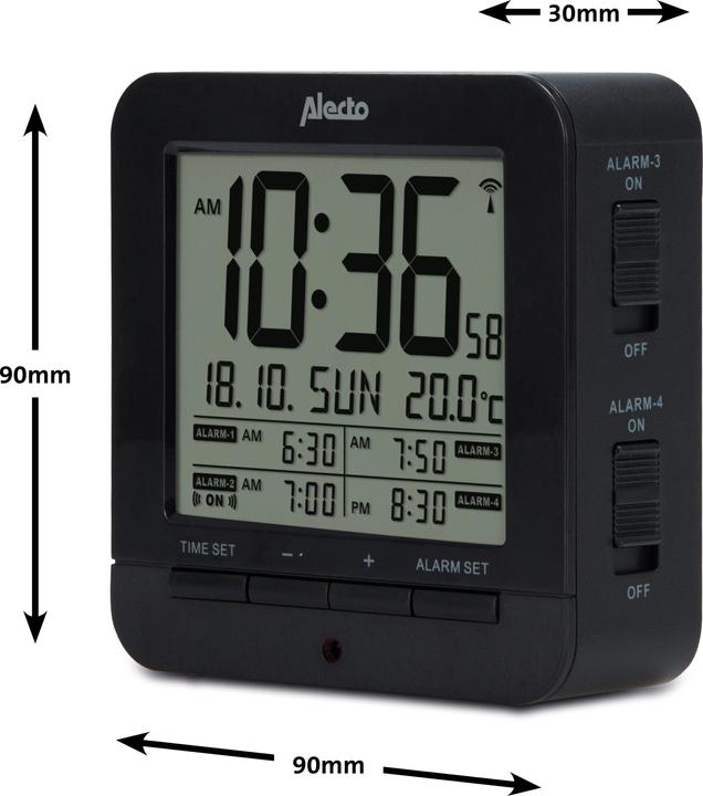 Actual product image Alecto AK-20 Digital Alarm Clock with Thermometer (Black)